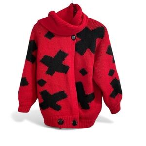 Carlisle Couture Vintage mohair wool abstract sweater coat shawl scarf small